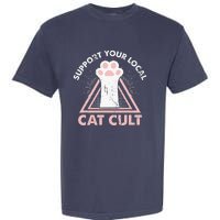 Support Your Local Cat Cult Funny Gothic Kitten Garment-Dyed Heavyweight T-Shirt