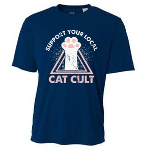 Support Your Local Cat Cult Funny Gothic Kitten Cooling Performance Crew T-Shirt