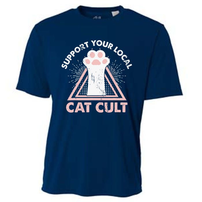 Support Your Local Cat Cult Funny Gothic Kitten Cooling Performance Crew T-Shirt