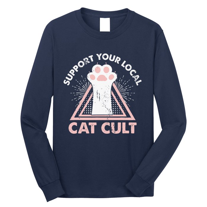 Support Your Local Cat Cult Funny Gothic Kitten Long Sleeve Shirt