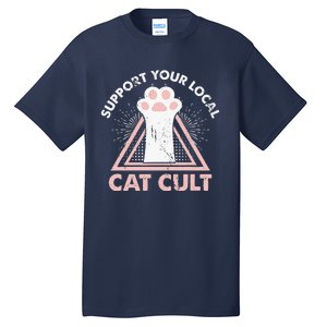 Support Your Local Cat Cult Funny Gothic Kitten Tall T-Shirt