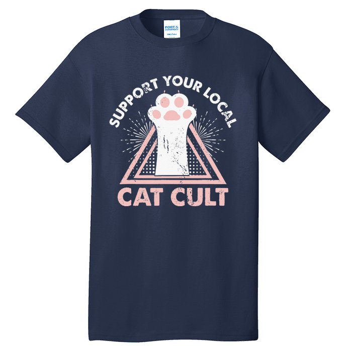 Support Your Local Cat Cult Funny Gothic Kitten Tall T-Shirt