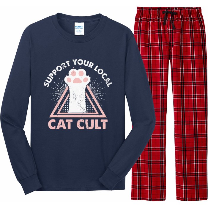 Support Your Local Cat Cult Funny Gothic Kitten Long Sleeve Pajama Set