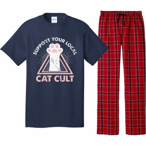 Support Your Local Cat Cult Funny Gothic Kitten Pajama Set