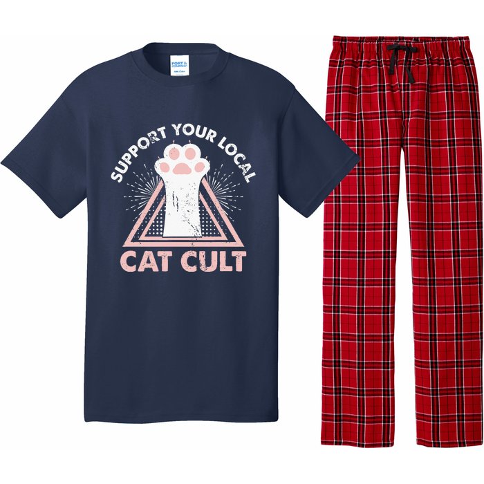 Support Your Local Cat Cult Funny Gothic Kitten Pajama Set