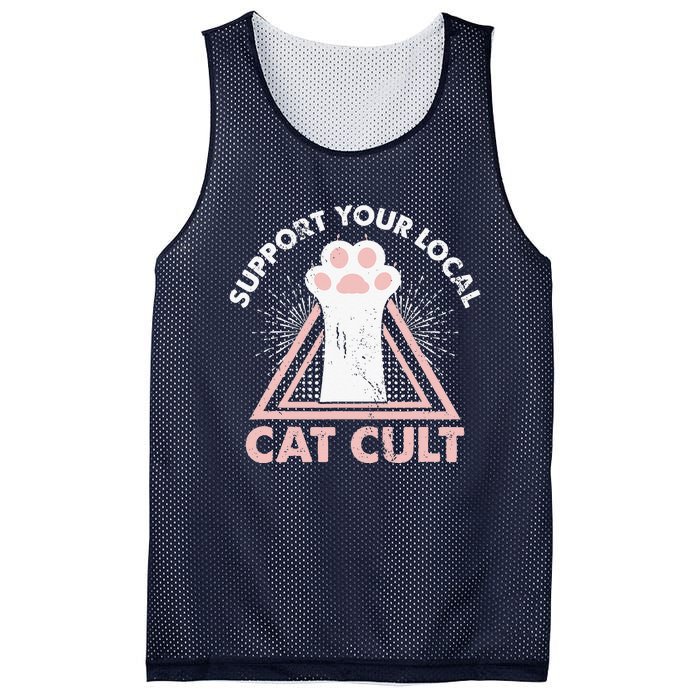 Support Your Local Cat Cult Funny Gothic Kitten Mesh Reversible Basketball Jersey Tank