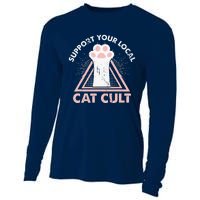 Support Your Local Cat Cult Funny Gothic Kitten Cooling Performance Long Sleeve Crew