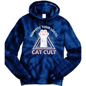 Support Your Local Cat Cult Funny Gothic Kitten Tie Dye Hoodie