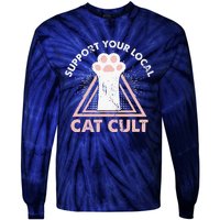 Support Your Local Cat Cult Funny Gothic Kitten Tie-Dye Long Sleeve Shirt