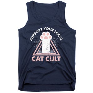 Support Your Local Cat Cult Funny Gothic Kitten Tank Top