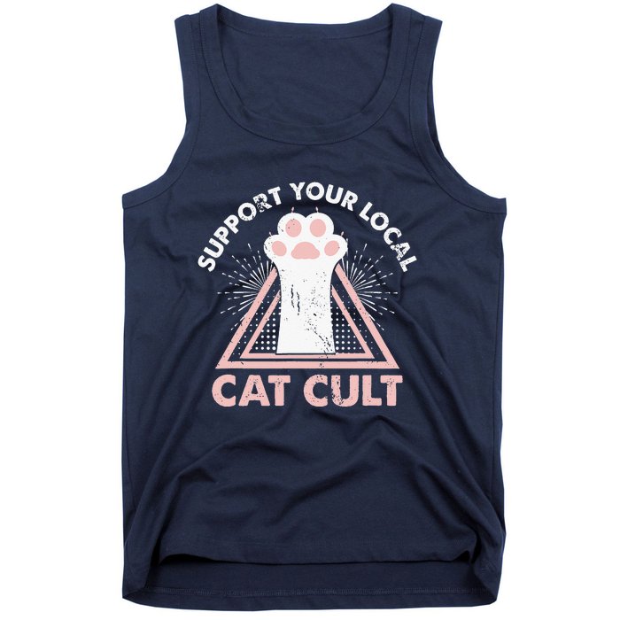 Support Your Local Cat Cult Funny Gothic Kitten Tank Top