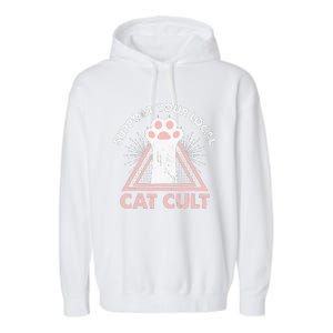 Support Your Local Cat Cult Funny Gothic Kitten Garment-Dyed Fleece Hoodie