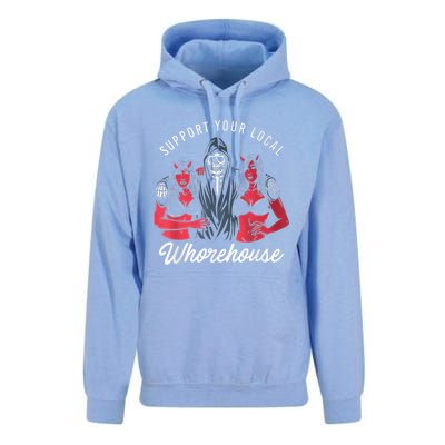 Support Your Local Whorehouse Funny Unisex Surf Hoodie