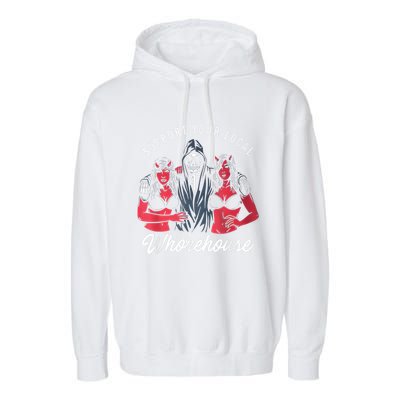 Support Your Local Whorehouse Funny Garment-Dyed Fleece Hoodie