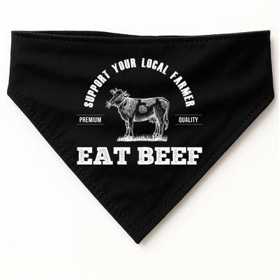 Support Your Local Farmer Cool Gift Eat Beef Farm Farming Gift Great Gift USA-Made Doggie Bandana