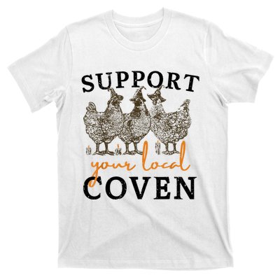 Support Your Local Coven Funny Farm Witch Chicken Halloween T-Shirt