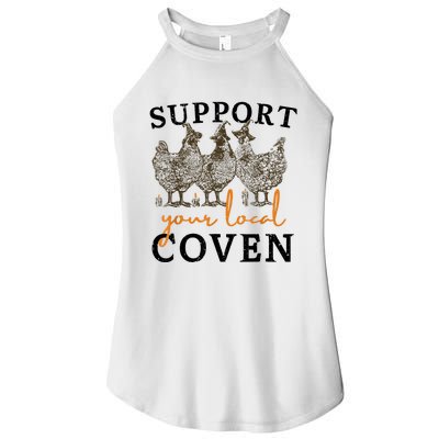 Support Your Local Coven Funny Farm Witch Chicken Halloween Women’s Perfect Tri Rocker Tank