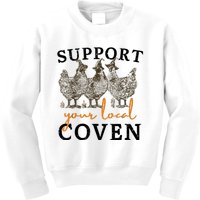 Support Your Local Coven Funny Farm Witch Chicken Halloween Kids Sweatshirt