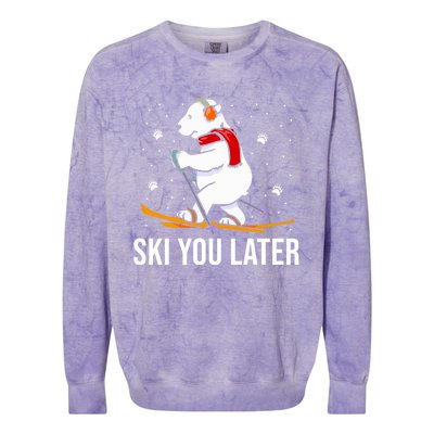 Ski You Later Skiing Bear Winter Vacation Christmas Ski Gift Colorblast Crewneck Sweatshirt