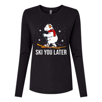 Ski You Later Skiing Bear Winter Vacation Christmas Ski Gift Womens Cotton Relaxed Long Sleeve T-Shirt