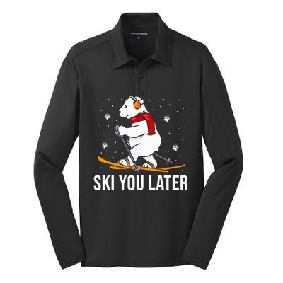 Ski You Later Skiing Bear Winter Vacation Christmas Ski Gift Silk Touch Performance Long Sleeve Polo