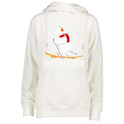 Ski You Later Skiing Bear Winter Vacation Christmas Ski Gift Womens Funnel Neck Pullover Hood