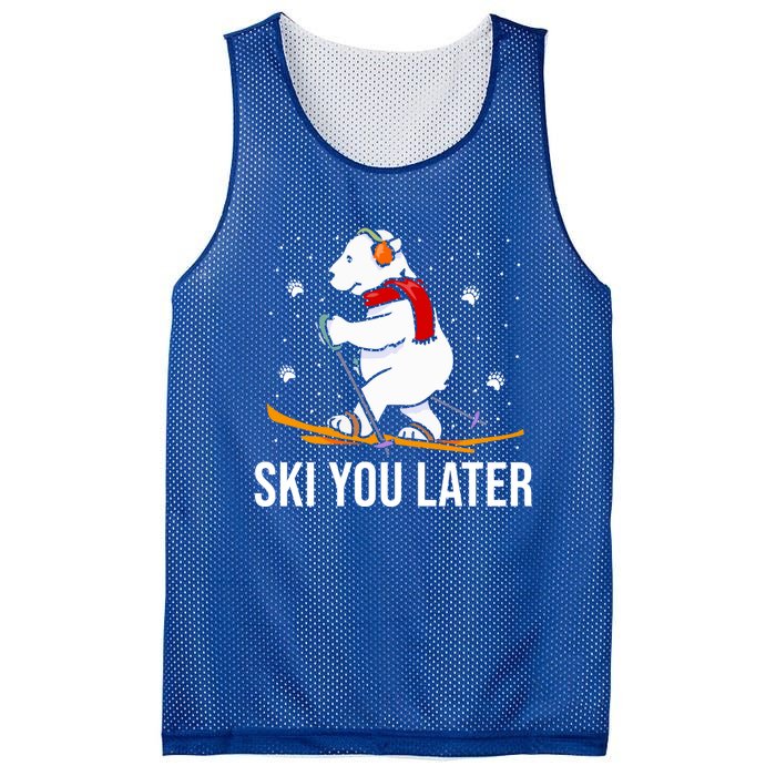 Ski You Later Skiing Bear Winter Vacation Christmas Ski Gift Mesh Reversible Basketball Jersey Tank