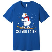 Ski You Later Skiing Bear Winter Vacation Christmas Ski Gift Premium T-Shirt