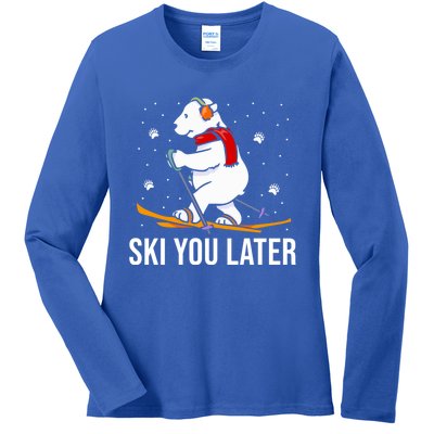 Ski You Later Skiing Bear Winter Vacation Christmas Ski Gift Ladies Long Sleeve Shirt