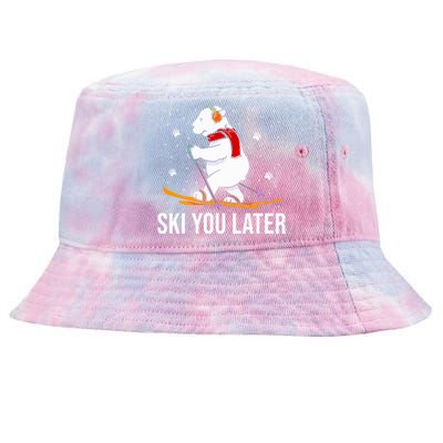 Ski You Later Skiing Bear Winter Vacation Christmas Ski Gift Tie-Dyed Bucket Hat