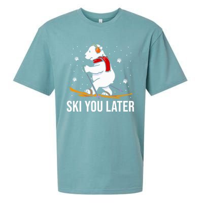 Ski You Later Skiing Bear Winter Vacation Christmas Ski Gift Sueded Cloud Jersey T-Shirt