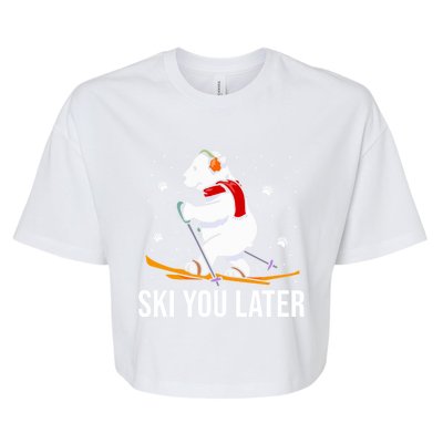 Ski You Later Skiing Bear Winter Vacation Christmas Ski Gift Bella+Canvas Jersey Crop Tee