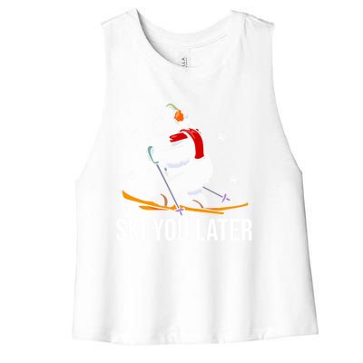 Ski You Later Skiing Bear Winter Vacation Christmas Ski Gift Women's Racerback Cropped Tank