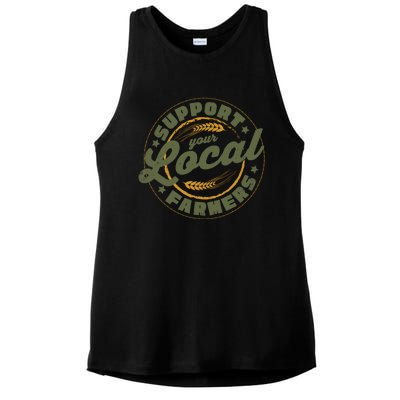 Support Your Local Farmers Great Gift Farming Rancher Farmer Great Gift Ladies PosiCharge Tri-Blend Wicking Tank