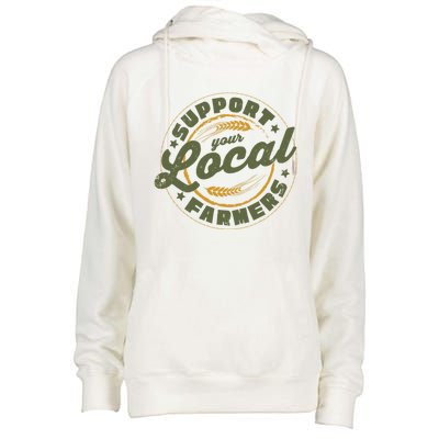 Support Your Local Farmers Great Gift Farming Rancher Farmer Great Gift Womens Funnel Neck Pullover Hood