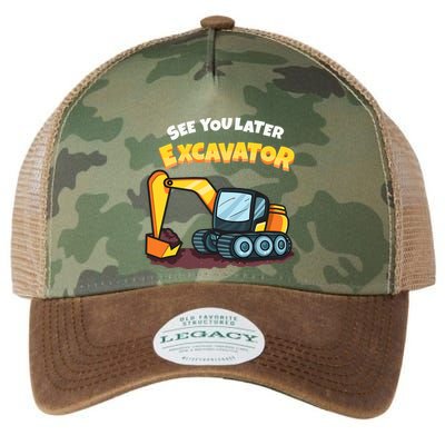 See You Later Excavator Heavy Equipment Digging Dozer Boy Legacy Tie Dye Trucker Hat