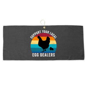 Support Your Local Egg Dealers, Retro Chicken, Egg Lover Large Microfiber Waffle Golf Towel