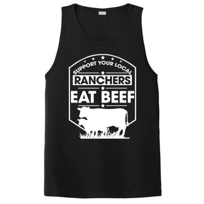 Support Your Local Ranchers Eat Beef Proud Farmer Present Gift PosiCharge Competitor Tank