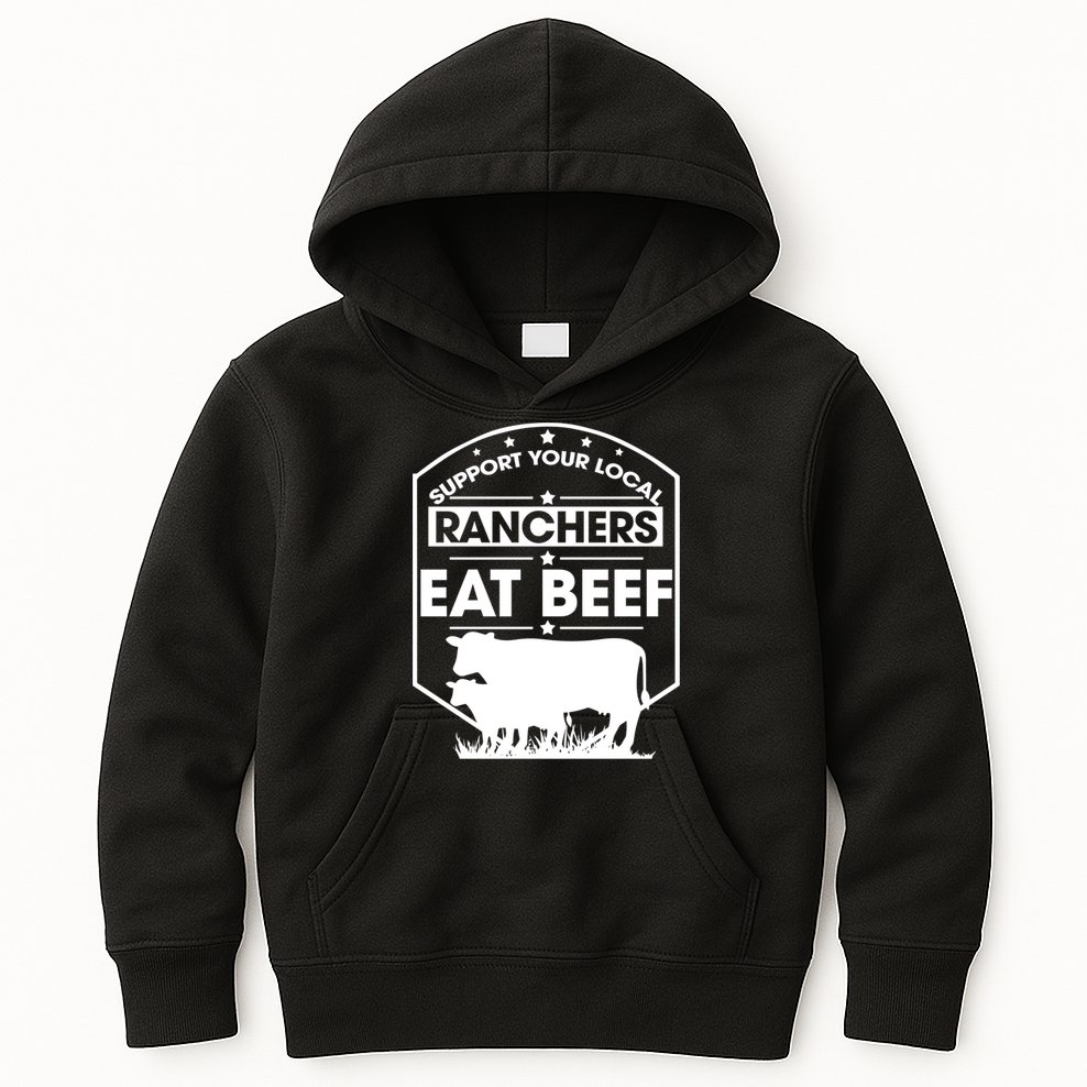 Support Your Local Ranchers Eat Beef Proud Farmer Present Gift Kids Hoodie