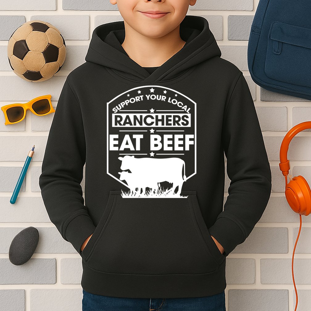 Support Your Local Ranchers Eat Beef Proud Farmer Present Gift Kids Hoodie
