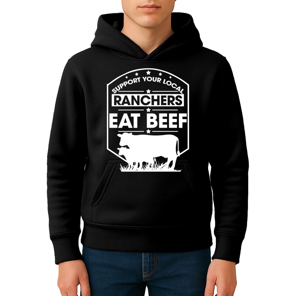 Support Your Local Ranchers Eat Beef Proud Farmer Present Gift Kids Hoodie