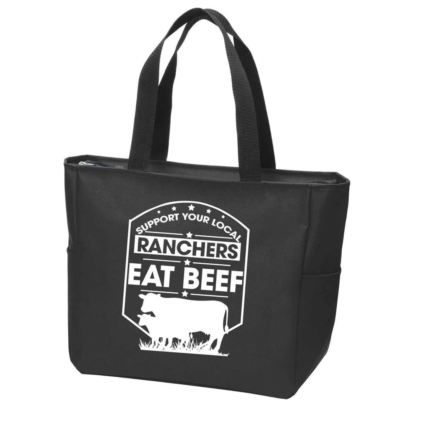 Support Your Local Ranchers Eat Beef Proud Farmer Present Gift Zip Tote Bag
