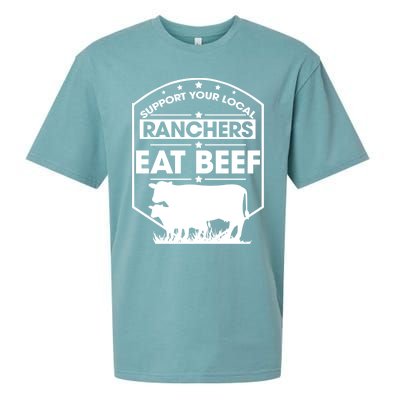 Support Your Local Ranchers Eat Beef Proud Farmer Present Gift Sueded Cloud Jersey T-Shirt