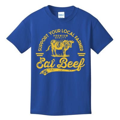 Support Your Local Farmer Eat Beef Gift Kids T-Shirt