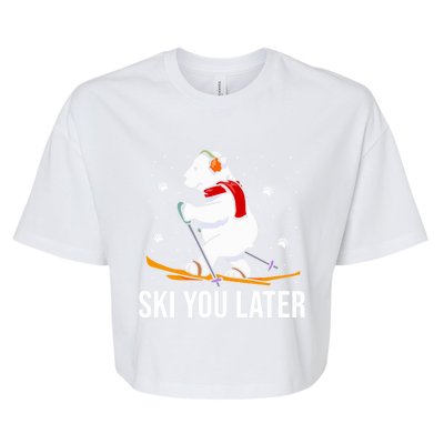 Ski You Later Skiing Bear Winter Vacation Christmas Ski Great Gift Bella+Canvas Jersey Crop Tee