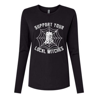 Support Your Local Witches Funny Witchy Halloween Gift Womens Cotton Relaxed Long Sleeve T-Shirt