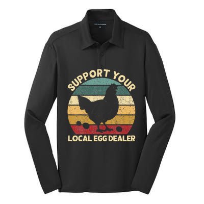 Support Your Local Egg Dealer Farmer Chicken Egg Lover Silk Touch Performance Long Sleeve Polo