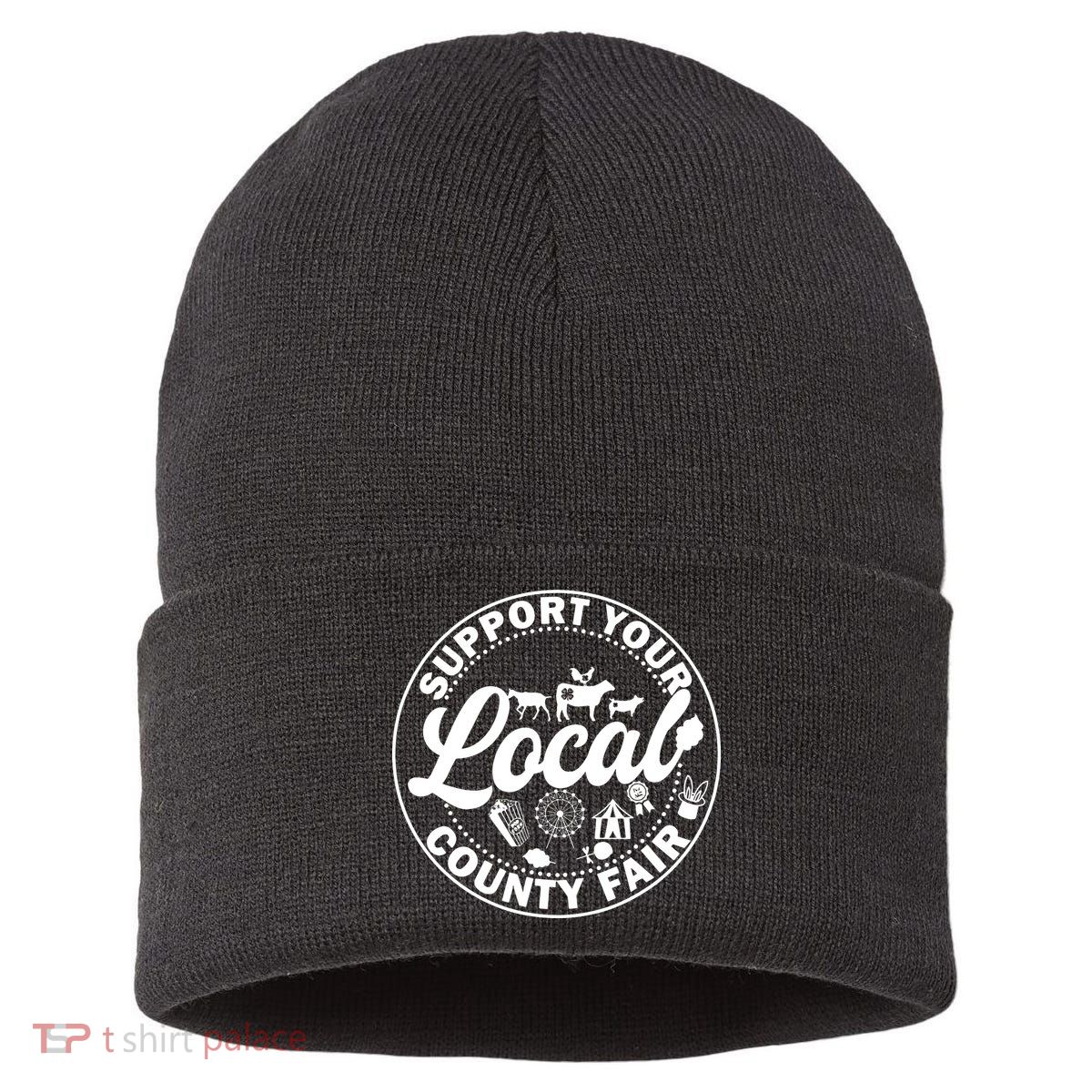 Support Your Local County Fair Animals Farm And Circus Tent Sustainable Knit Beanie