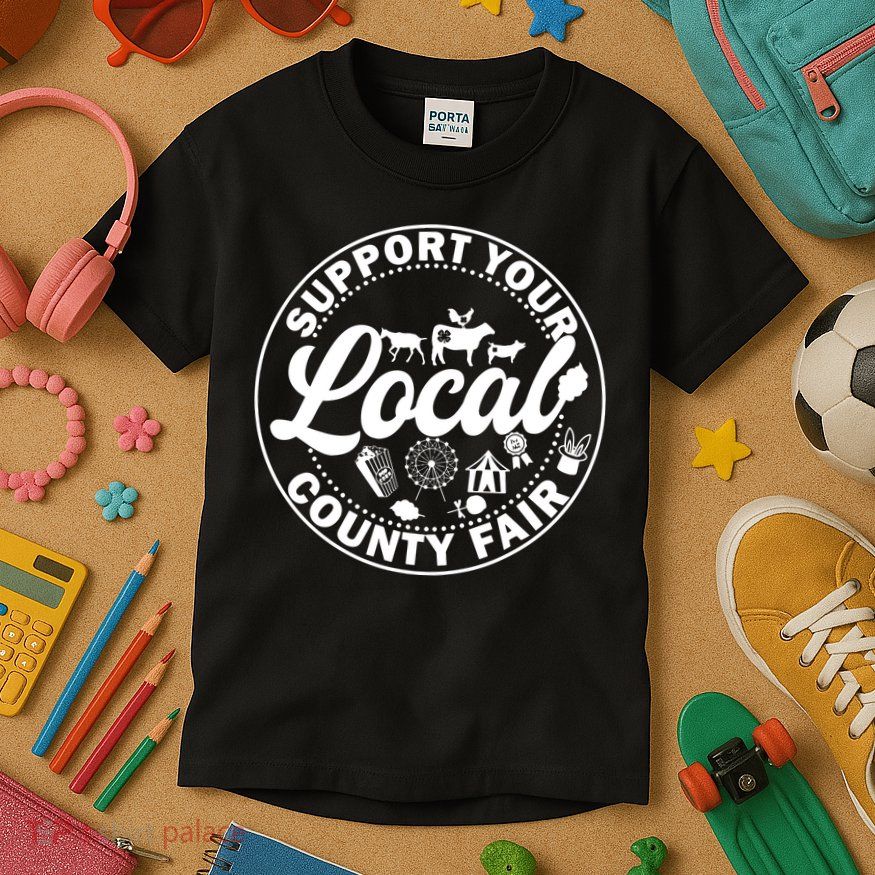 Support Your Local County Fair Animals Farm And Circus Tent Kids T-Shirt