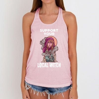 Support Your Local Witches Halloween Witchcraft Witch Gift Women's Knotted Racerback Tank